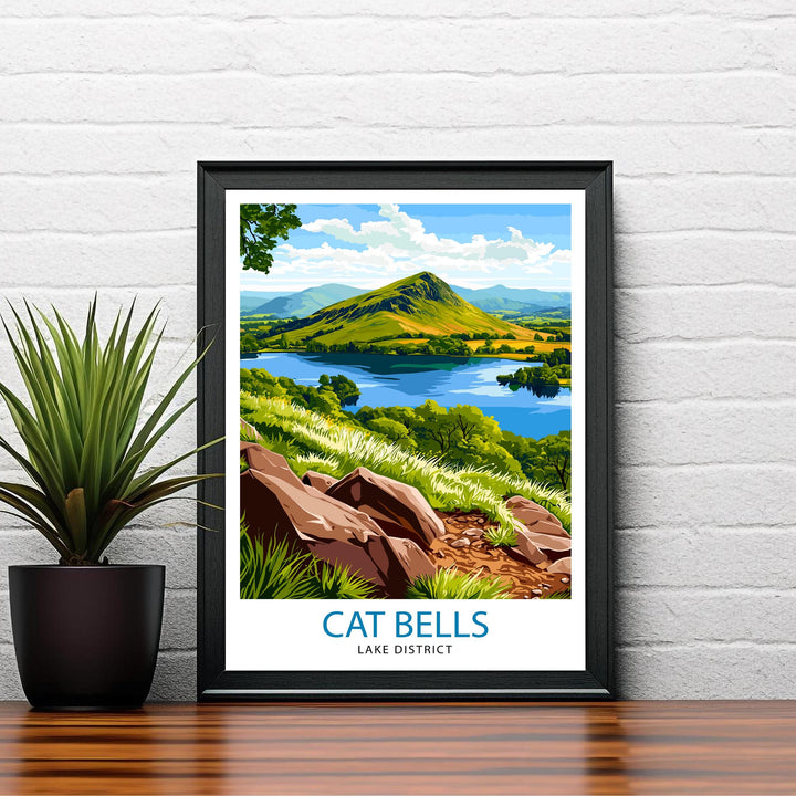 Cat Bells Lake District Travel Poster Wall Decor Wall Art Cat Bells Landscape Wall Hanging Home Décor English Countryside Gift Art Lovers