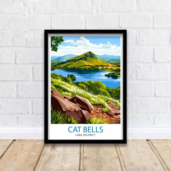 Cat Bells Lake District Travel Poster Wall Decor Wall Art Cat Bells Landscape Wall Hanging Home Décor English Countryside Gift Art Lovers