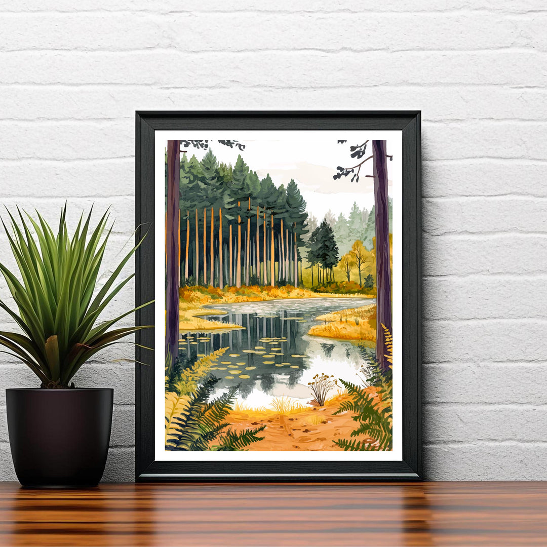 Delamere Forest Cheshire Travel Poster Wall Decor Wall Art Delamere Forest Landscape Wall Hanging Home Décor Nature Gift Art Lovers Scenic