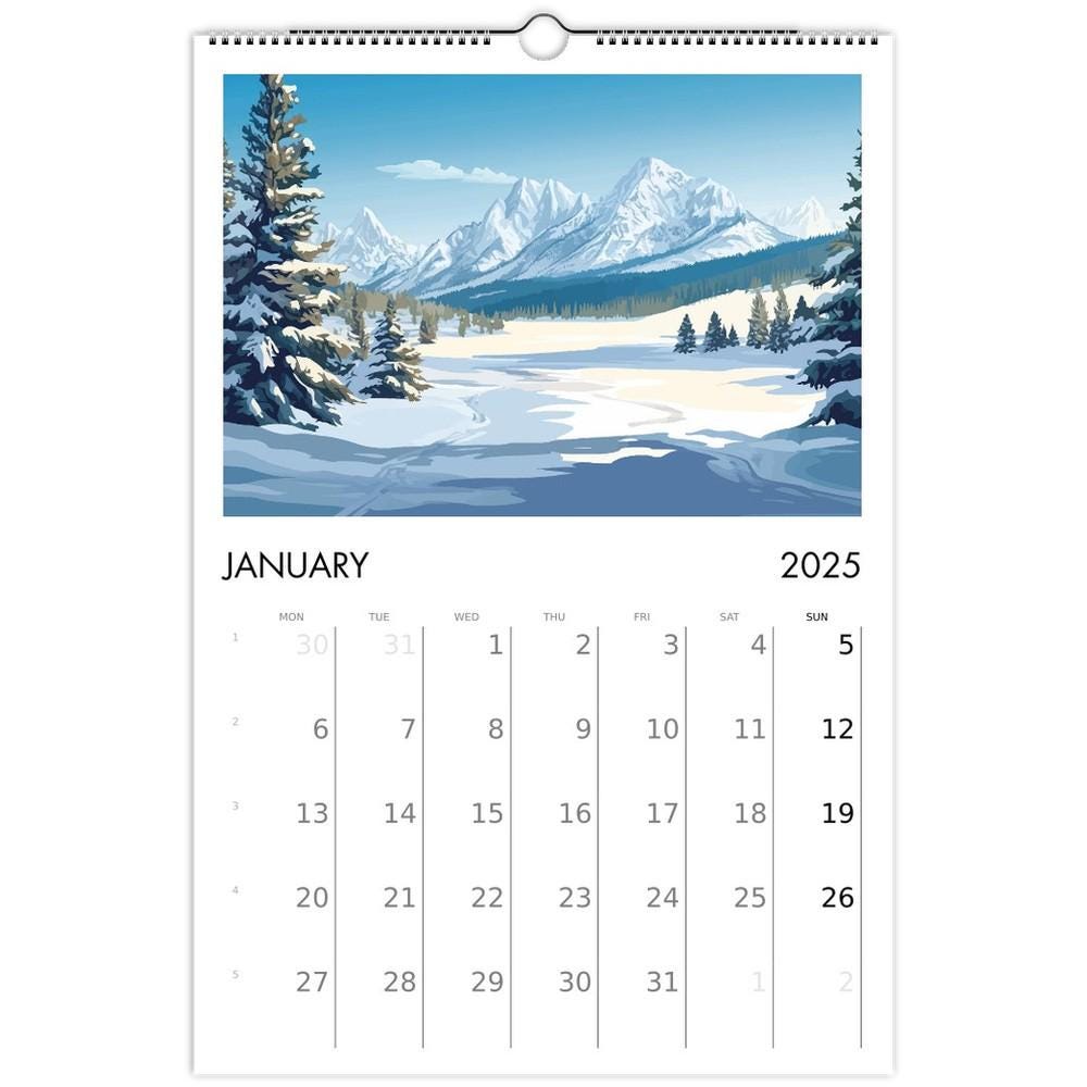 U.S. National Parks Travel Calendar Ledger 11 x 16.5" Wall Art Calendar National Park Landscape Prints Nature Gift Scenic Views (US & CA)