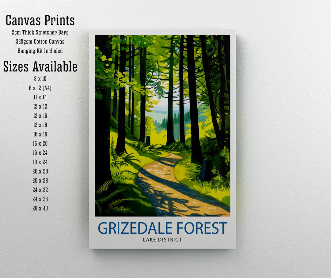 Grizedale Forest Travel Poster Wall Decor Wall Art Grizedale Forest Landscape Wall Hanging Home Décor Lake District Gift Art Lovers Scenic