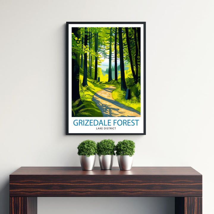 Grizedale Forest Travel Poster Wall Decor Wall Art Grizedale Forest Landscape Wall Hanging Home Décor Lake District Gift Art Lovers Scenic