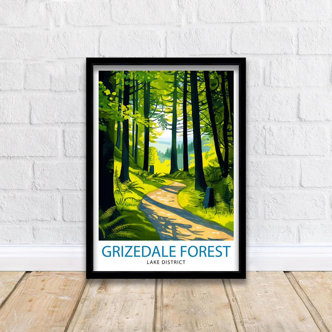 Grizedale Forest Travel Poster Wall Decor Wall Art Grizedale Forest Landscape Wall Hanging Home Décor Lake District Gift Art Lovers Scenic