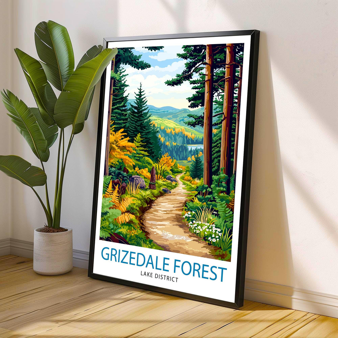 Grizedale Forest Travel Poster Wall Decor Wall Art Grizedale Forest Landscape Wall Hanging Home Décor Lake District Gift Art Lovers Scenic