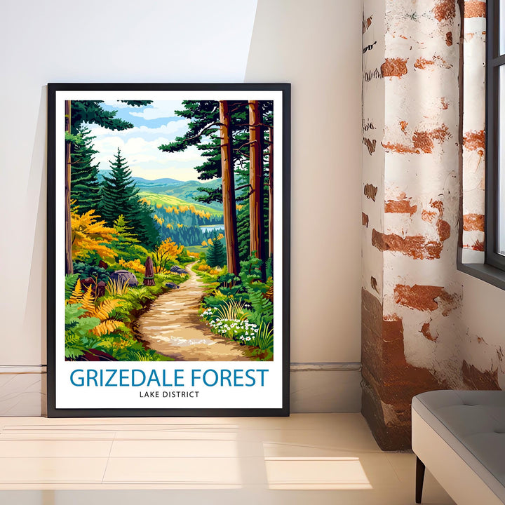 Grizedale Forest Travel Poster Wall Decor Wall Art Grizedale Forest Landscape Wall Hanging Home Décor Lake District Gift Art Lovers Scenic