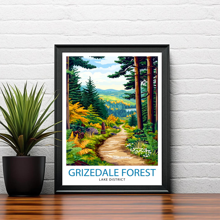 Grizedale Forest Travel Poster Wall Decor Wall Art Grizedale Forest Landscape Wall Hanging Home Décor Lake District Gift Art Lovers Scenic