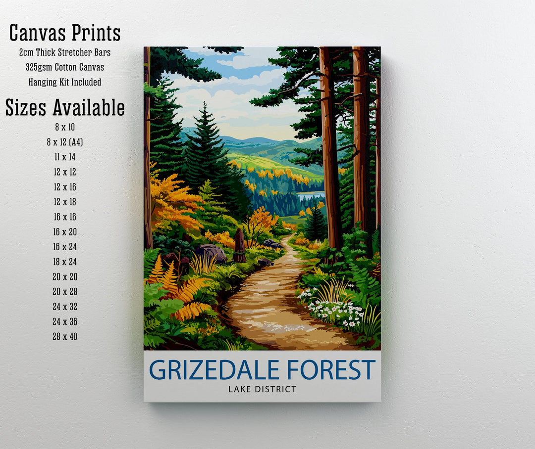 Grizedale Forest Travel Poster Wall Decor Wall Art Grizedale Forest Landscape Wall Hanging Home Décor Lake District Gift Art Lovers Scenic