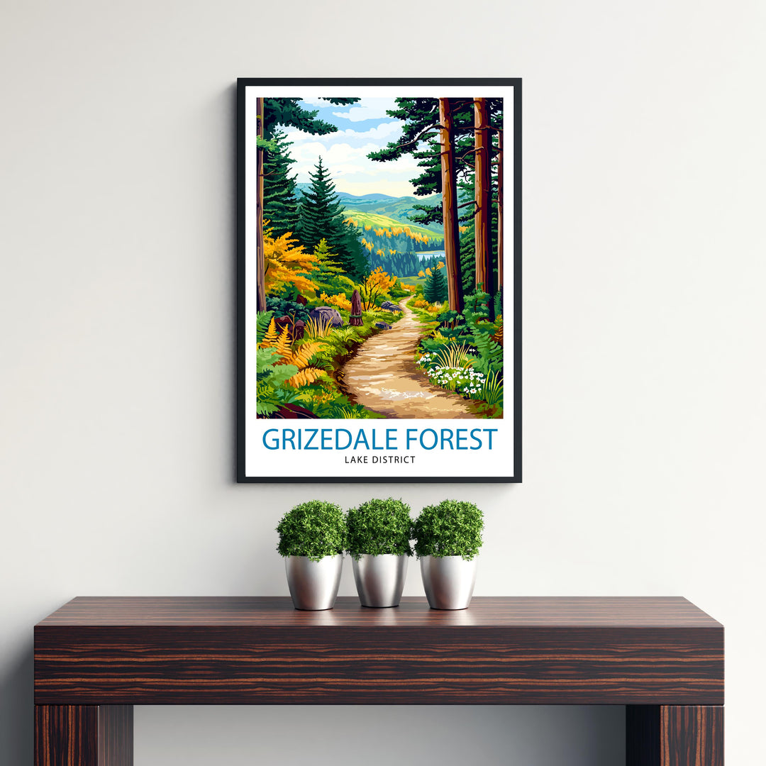 Grizedale Forest Travel Poster Wall Decor Wall Art Grizedale Forest Landscape Wall Hanging Home Décor Lake District Gift Art Lovers Scenic