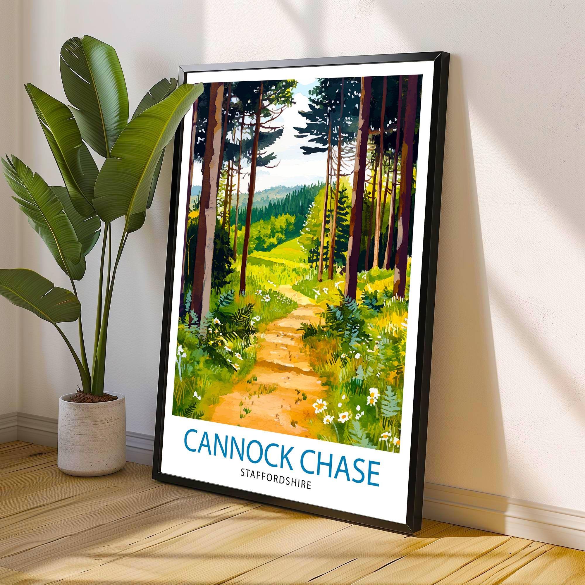 Cannock Chase Travel Poster Wall Decor Wall Art Cannock Chase Landscape Wall Hanging Home Décor Staffordshire Gift Art Lovers Scenic Print