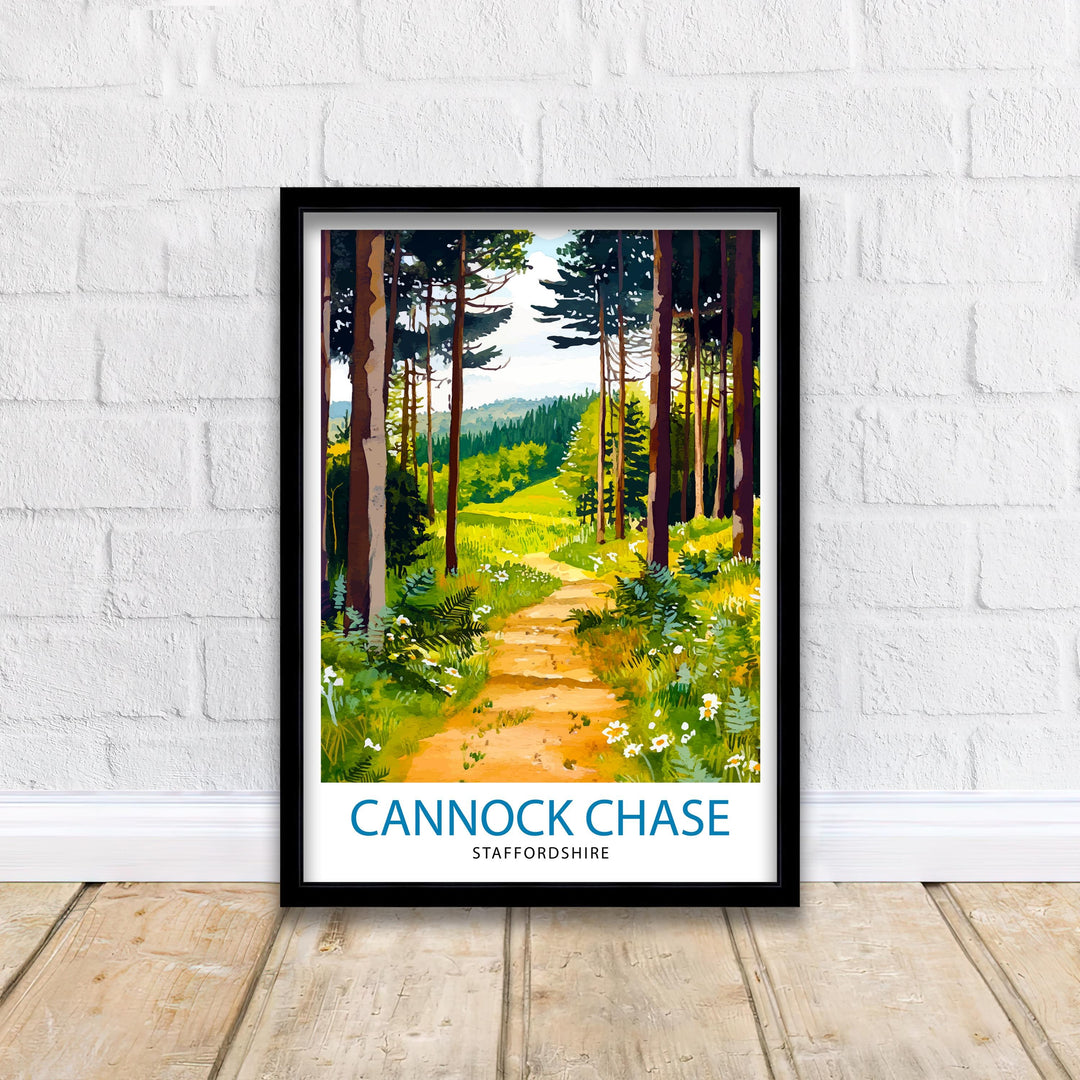 Cannock Chase Travel Poster Wall Decor Wall Art Cannock Chase Landscape Wall Hanging Home Décor Staffordshire Gift Art Lovers Scenic Print