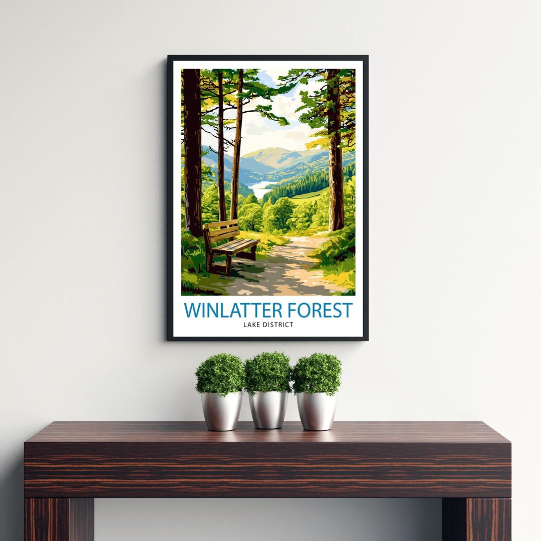 Whinlatter Forest Travel Poster Wall Decor Wall Art Whinlatter Forest Landscape Wall Hanging Home Décor Lake District Gift Art Lovers Scenic