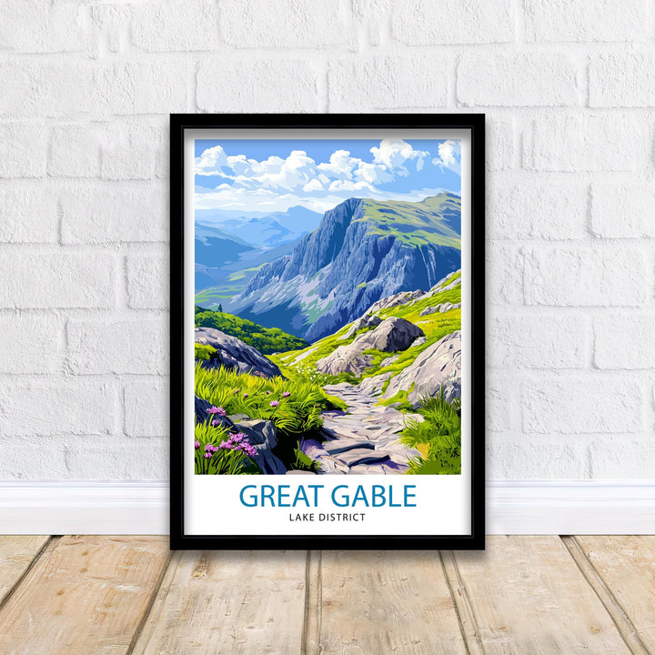 Great Gable Lake District Travel Poster Wall Decor Wall Art Great Gable Landscape Wall Hanging Home Décor English Countryside Gift Art