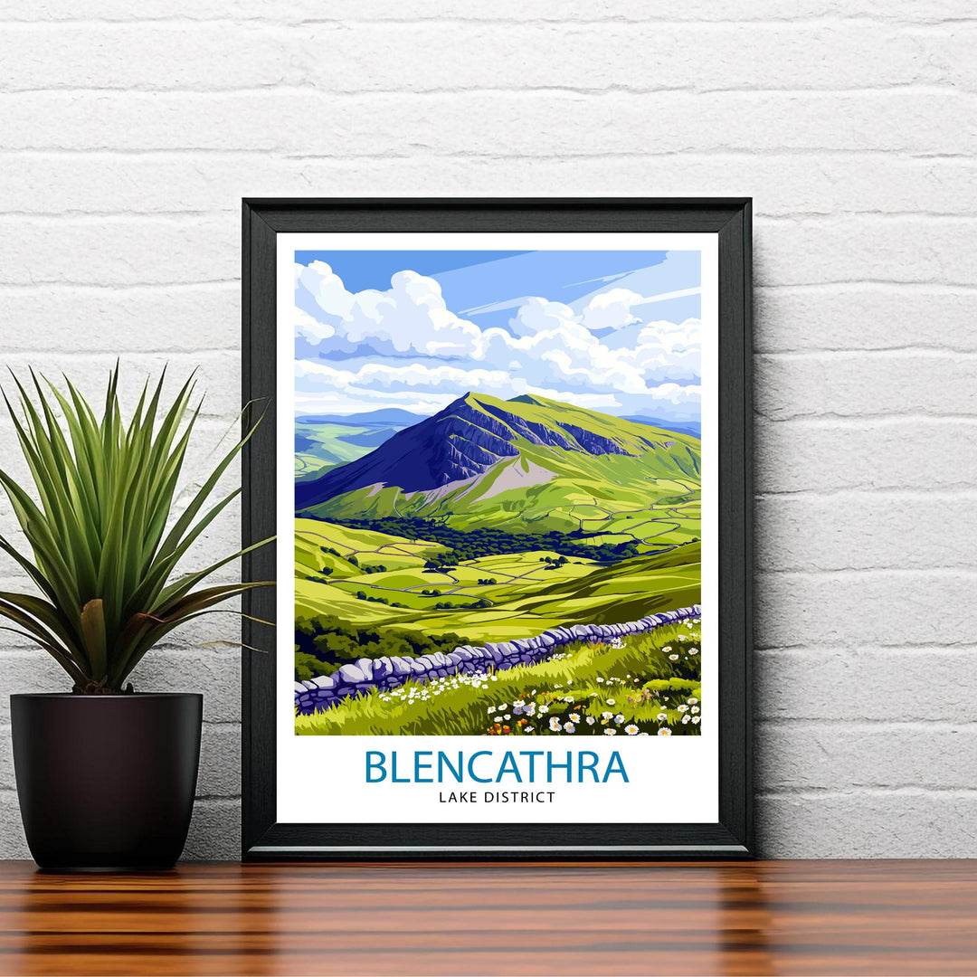 Blencathra Mountains Lake District Travel Poster