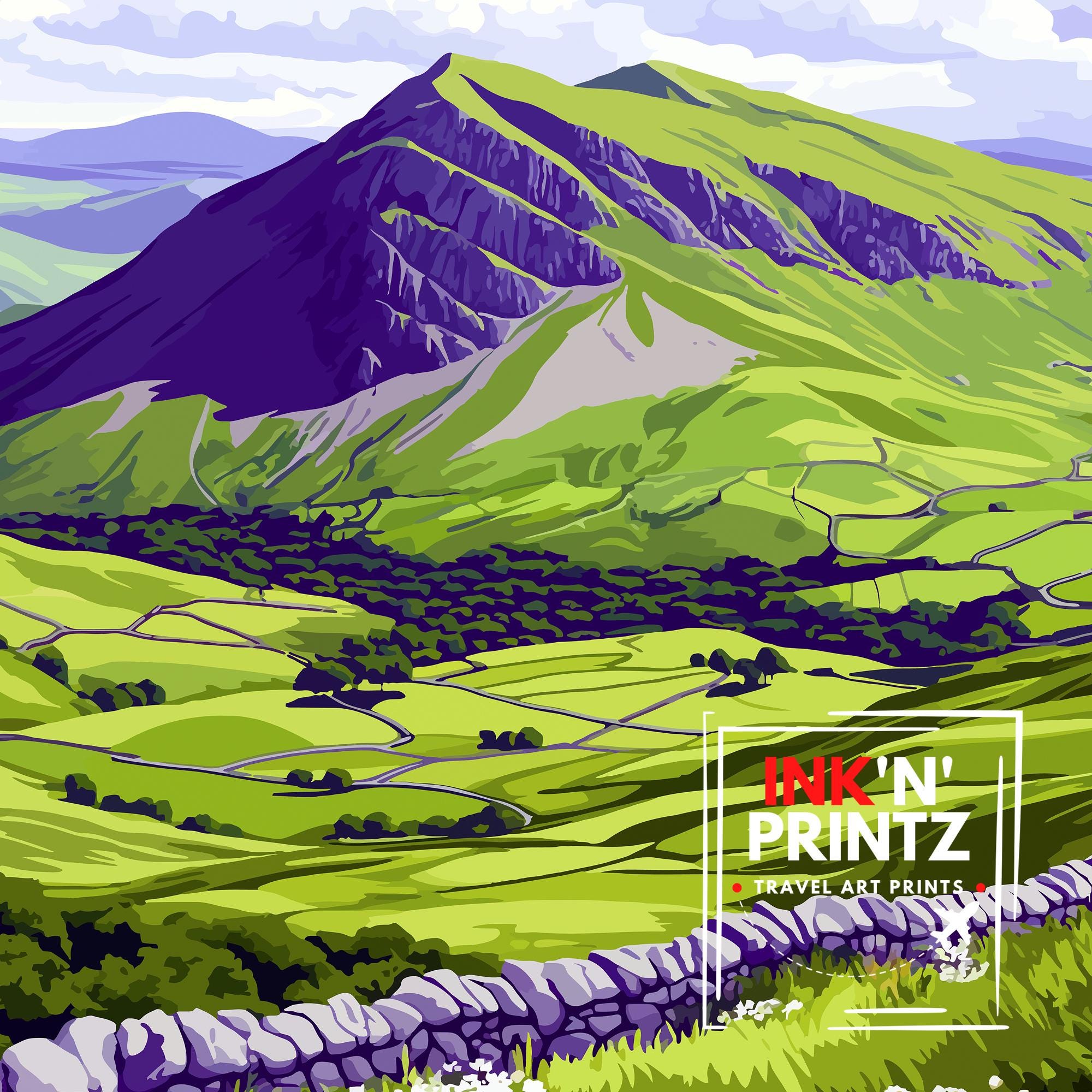 Blencathra Mountains Lake District Travel Poster