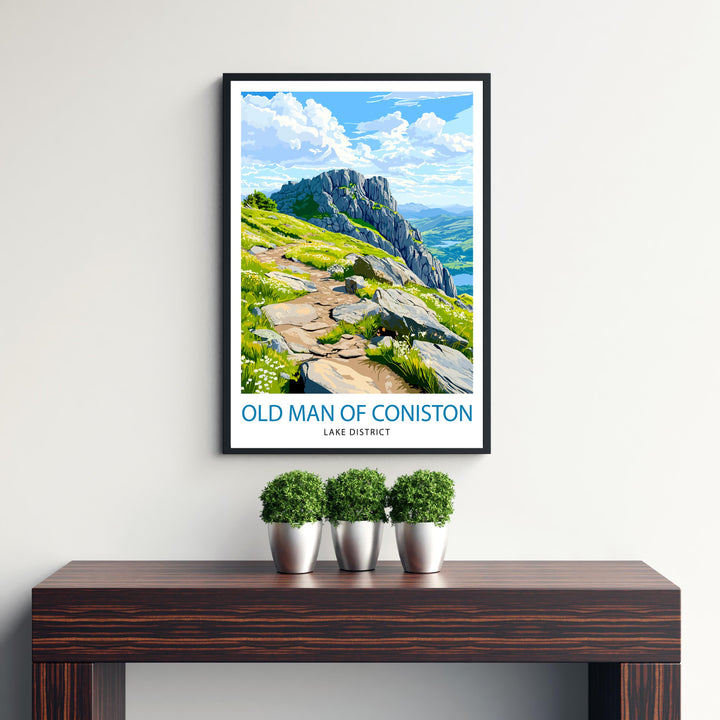 Old Man of Coniston Lake District Travel Poster Wall Decor Wall Art Old Man of Coniston Landscape Wall Hanging Home Décor Lake District Gift