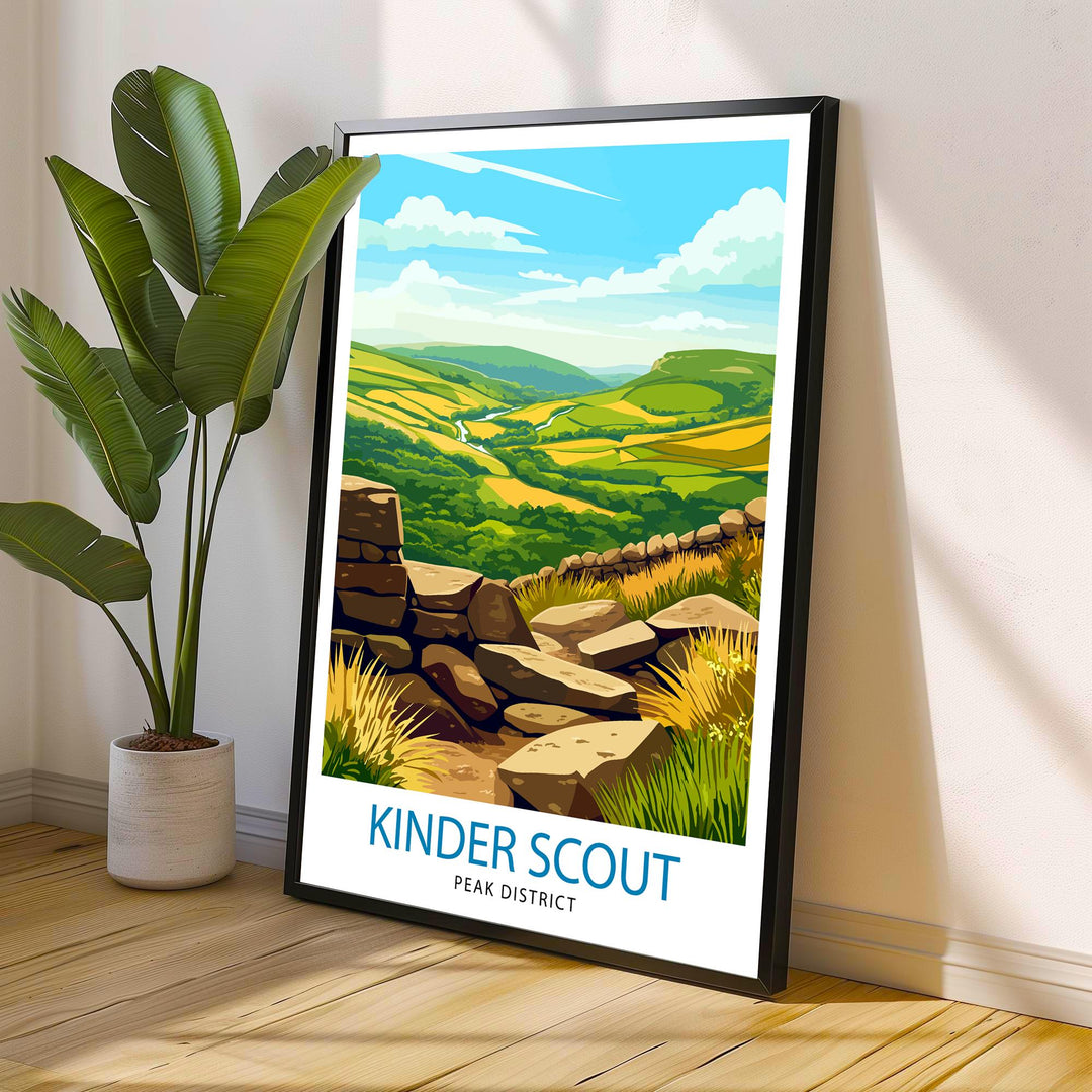 Kinder Scout Peak District Travel Poster Wall Decor Wall Art Kinder Scout Landscape Wall Hanging Home Décor Peak District Gift Art Lovers