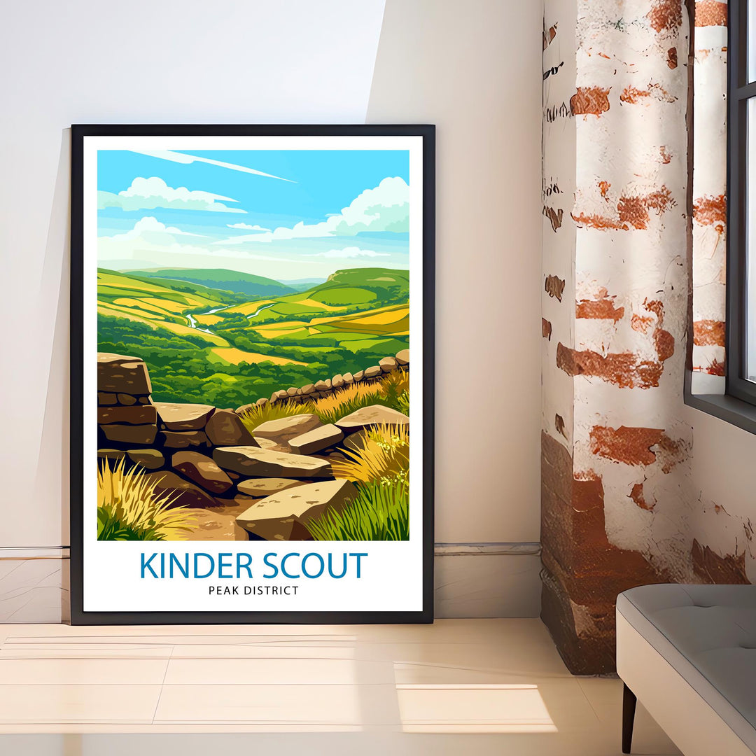 Kinder Scout Peak District Travel Poster Wall Decor Wall Art Kinder Scout Landscape Wall Hanging Home Décor Peak District Gift Art Lovers