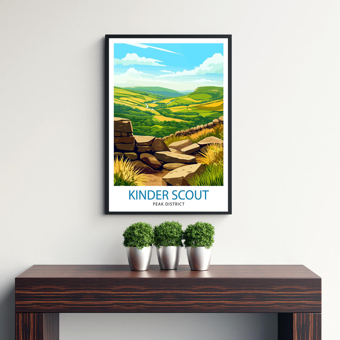 Kinder Scout Peak District Travel Poster Wall Decor Wall Art Kinder Scout Landscape Wall Hanging Home Décor Peak District Gift Art Lovers