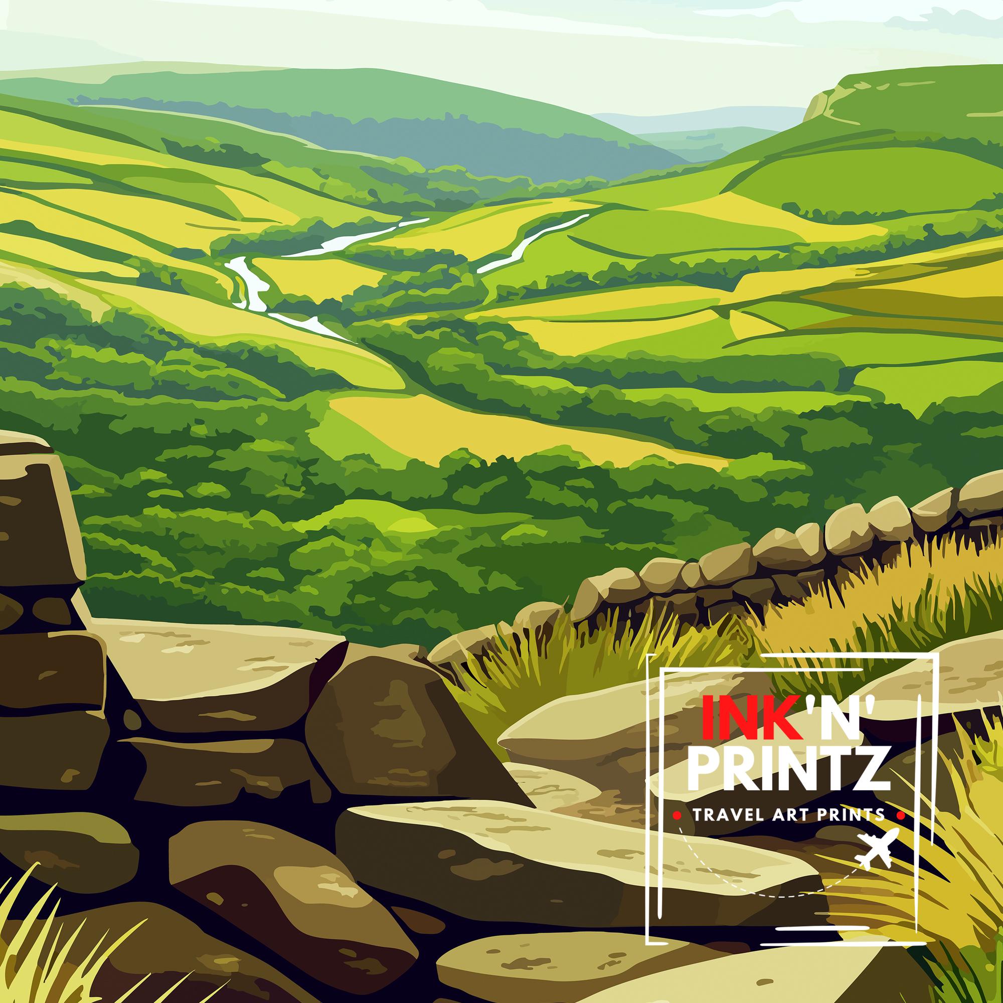Kinder Scout Peak District Travel Poster