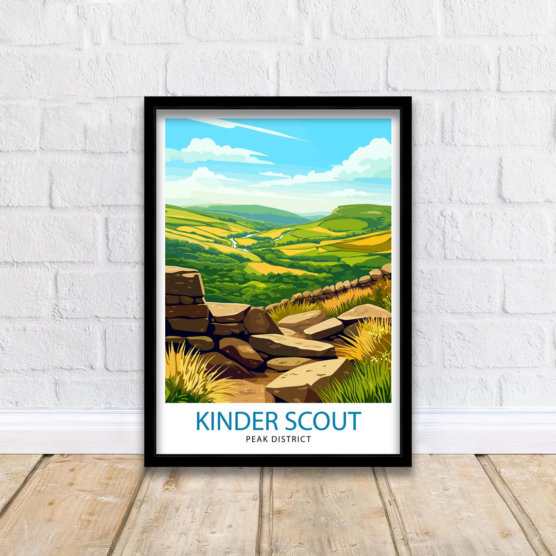 Kinder Scout Peak District Travel Poster Wall Decor Wall Art Kinder Scout Landscape Wall Hanging Home Décor Peak District Gift Art Lovers