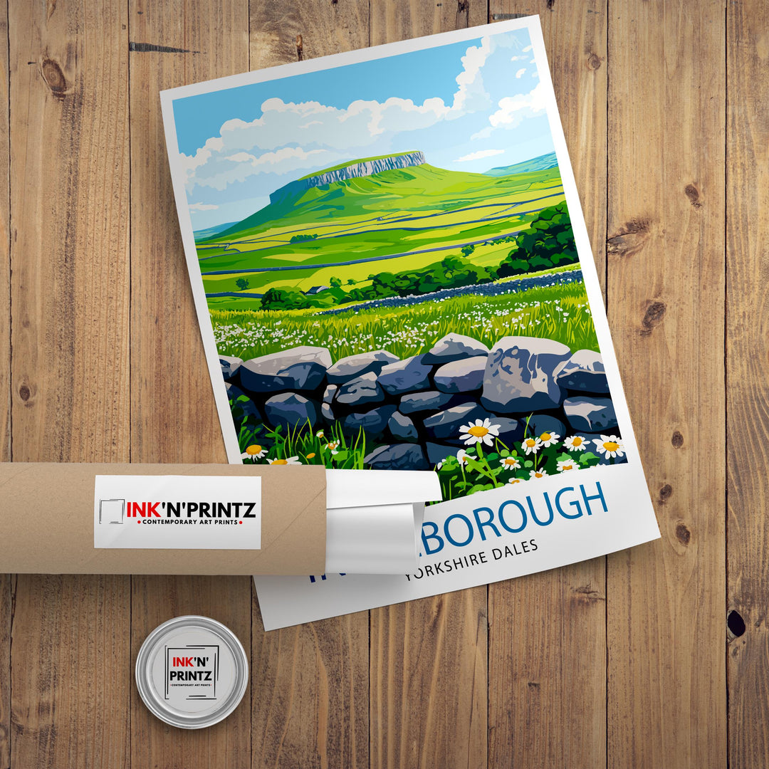 Ingleborough Yorkshire Dales Travel Poster Wall Decor Wall Art Ingleborough Landscape Wall Hanging Home Décor Yorkshire Dales Gift Art