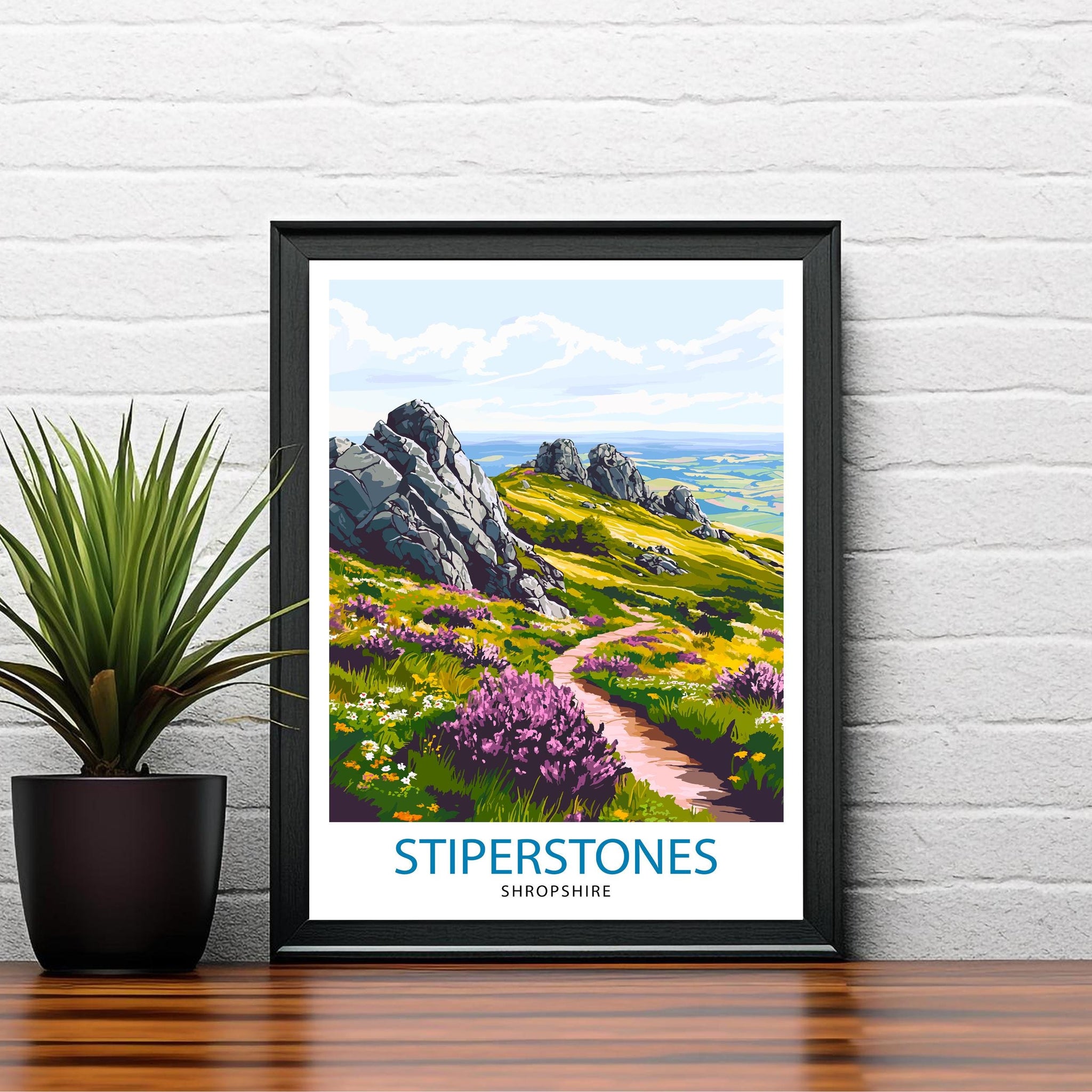Stiperstones Shropshire Travel Poster Wall Decor Wall Art Stiperstones Landscape Wall Hanging Home Décor Shropshire Gift Art Lovers Scenic