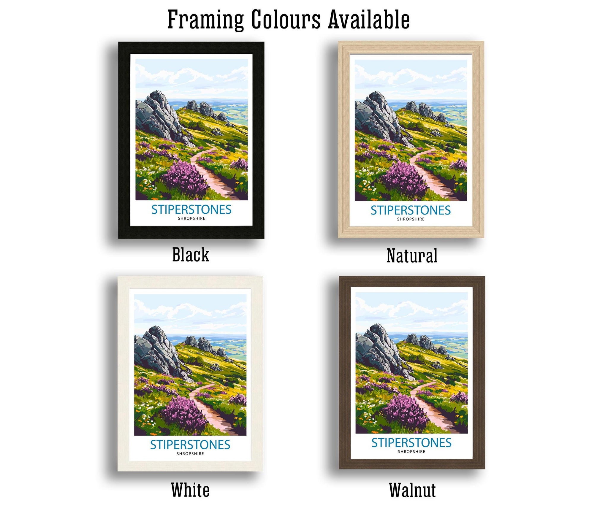 Stiperstones Shropshire Travel Poster Wall Decor Wall Art Stiperstones Landscape Wall Hanging Home Décor Shropshire Gift Art Lovers Scenic