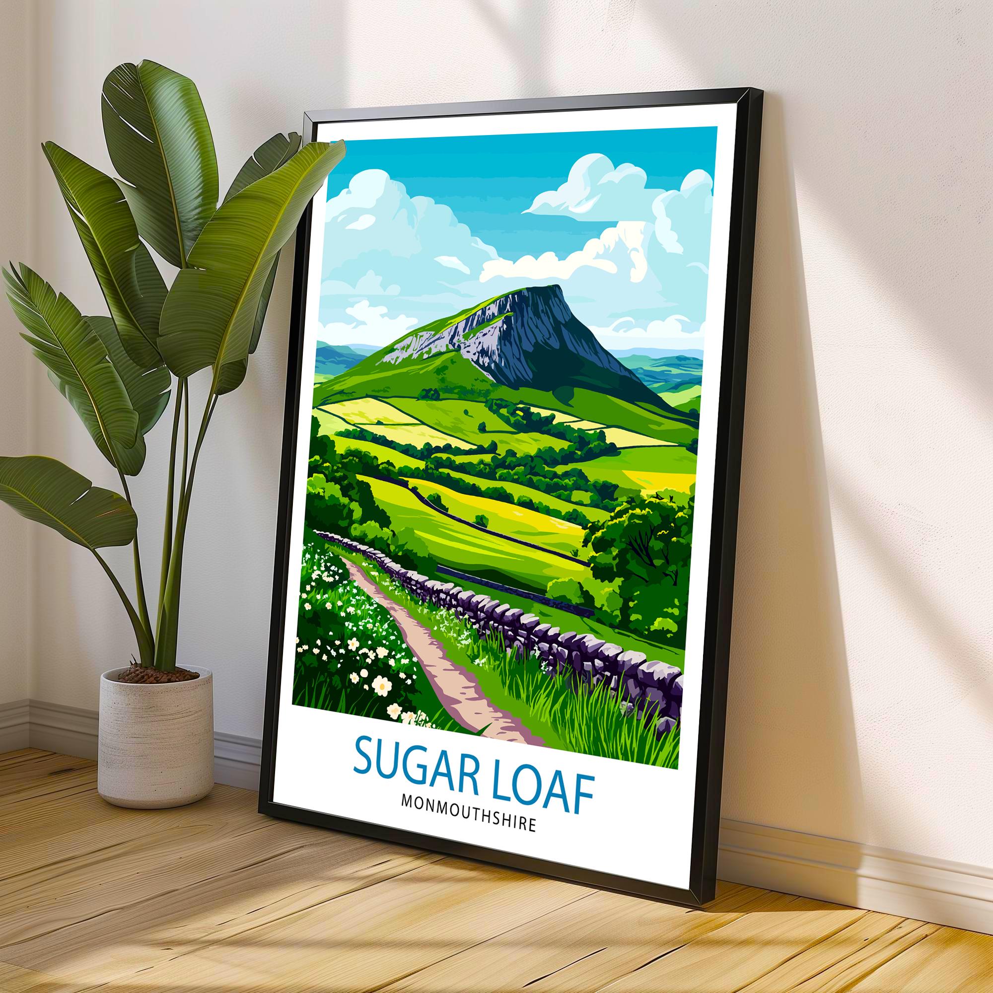 Sugar Loaf Brecon Beacons Travel Poster Wall Decor Wall Art Sugar Loaf Landscape Wall Hanging Home Décor Welsh Mountains Gift Art Lovers