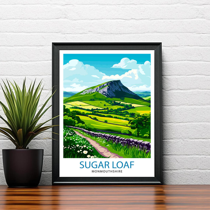 Sugar Loaf Brecon Beacons Travel Poster Wall Decor Wall Art Sugar Loaf Landscape Wall Hanging Home Décor Welsh Mountains Gift Art Lovers