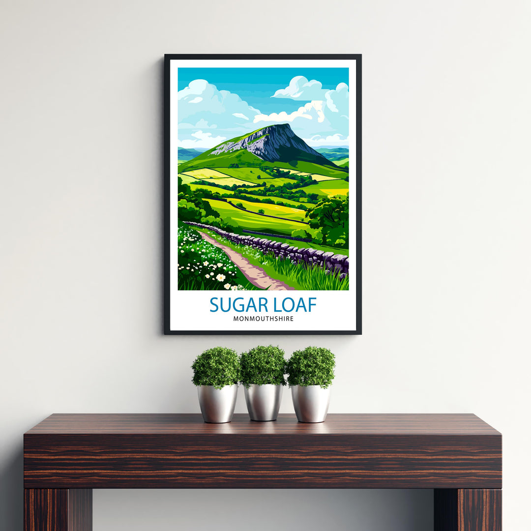 Sugar Loaf Brecon Beacons Travel Poster Wall Decor Wall Art Sugar Loaf Landscape Wall Hanging Home Décor Welsh Mountains Gift Art Lovers