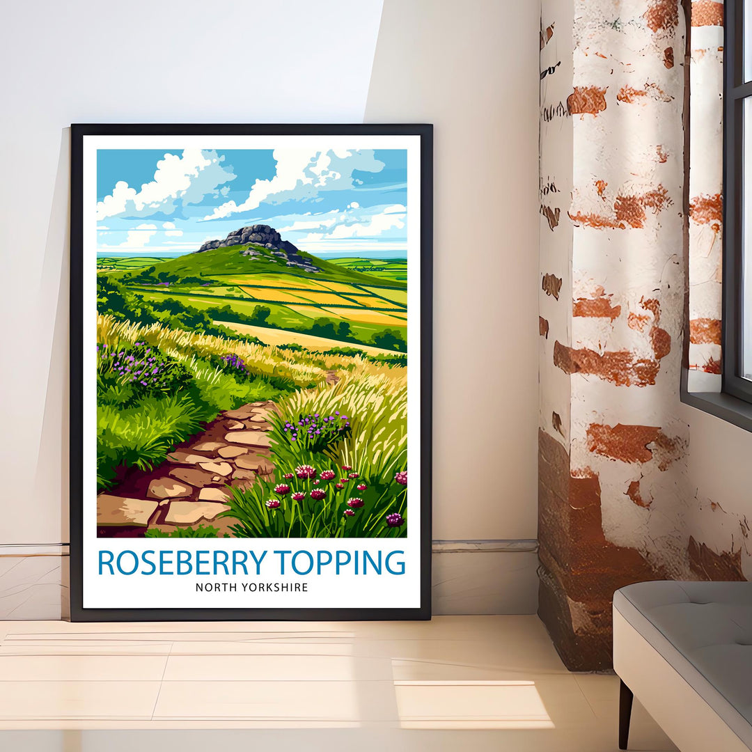 Roseberry Topping North Yorkshire Travel Poster Wall Decor Wall Art Roseberry Topping Landscape Wall Hanging Home Décor Yorkshire Gift Art