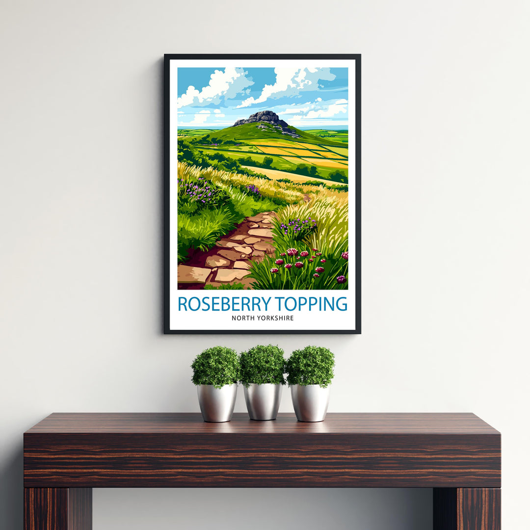 Roseberry Topping North Yorkshire Travel Poster Wall Decor Wall Art Roseberry Topping Landscape Wall Hanging Home Décor Yorkshire Gift Art