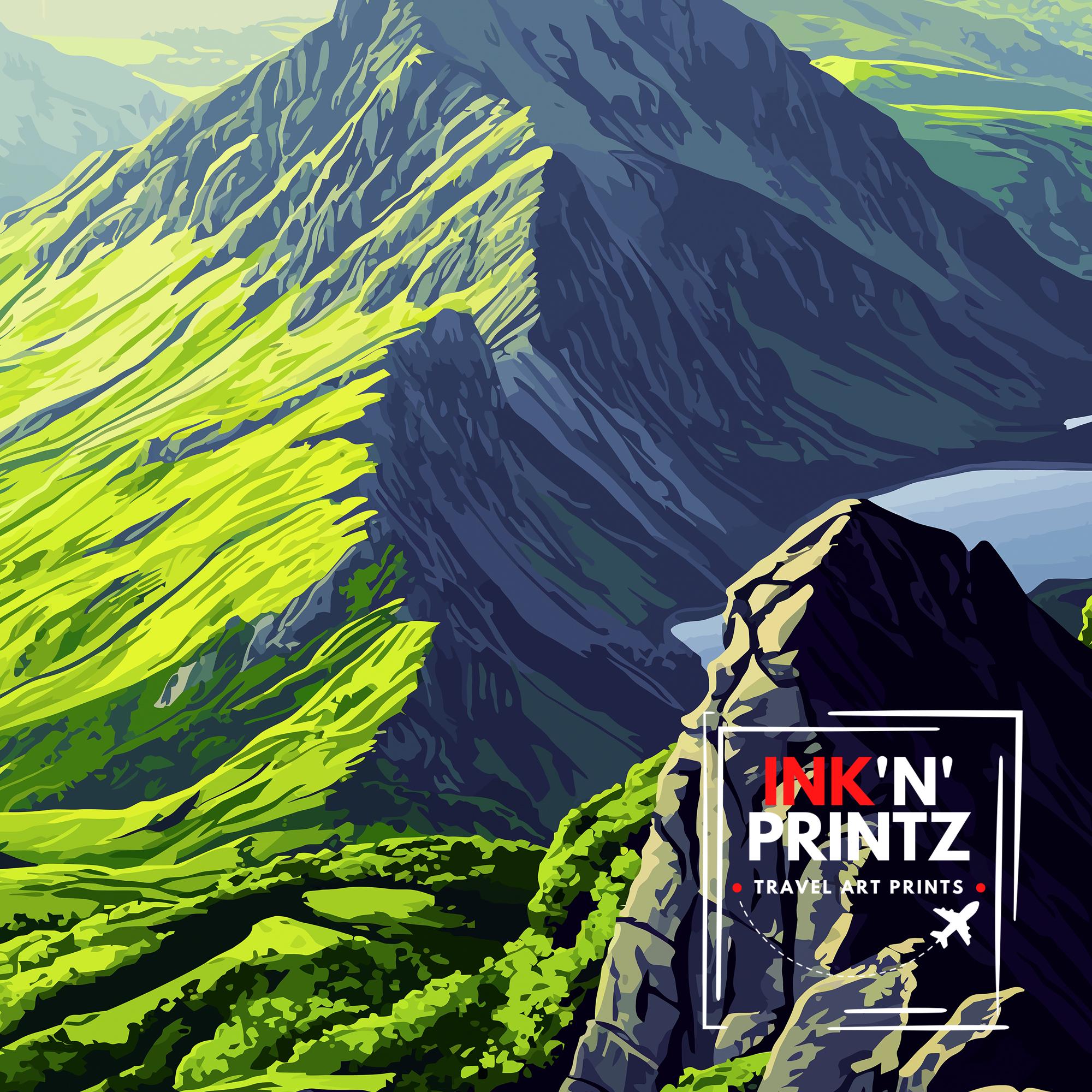 Helvellyn Lake District Travel Poster