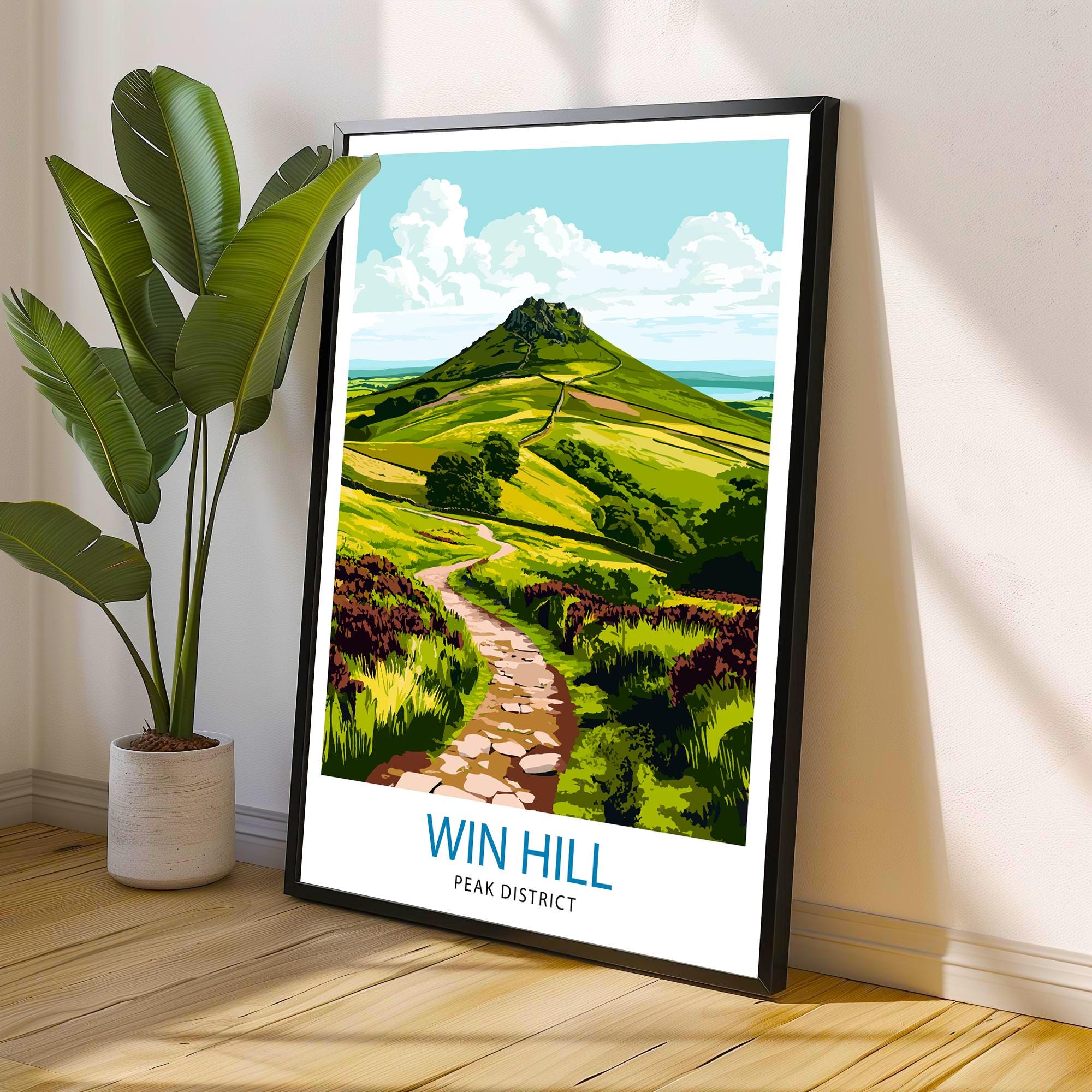 Win Hill Peak District Travel Poster Wall Decor Wall Art Win Hill Landscape Wall Hanging Home Décor Peak District Gift Art Lovers Scenic