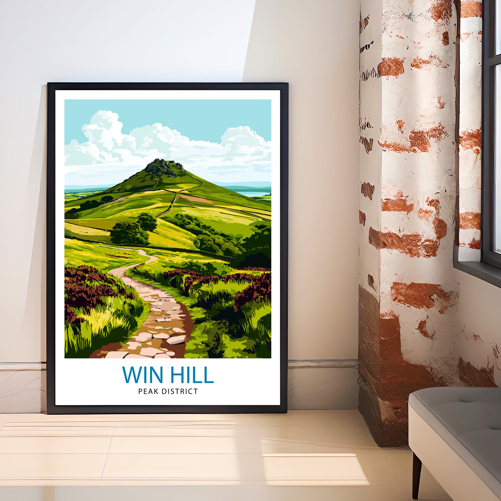 Win Hill Peak District Travel Poster Wall Decor Wall Art Win Hill Landscape Wall Hanging Home Décor Peak District Gift Art Lovers Scenic