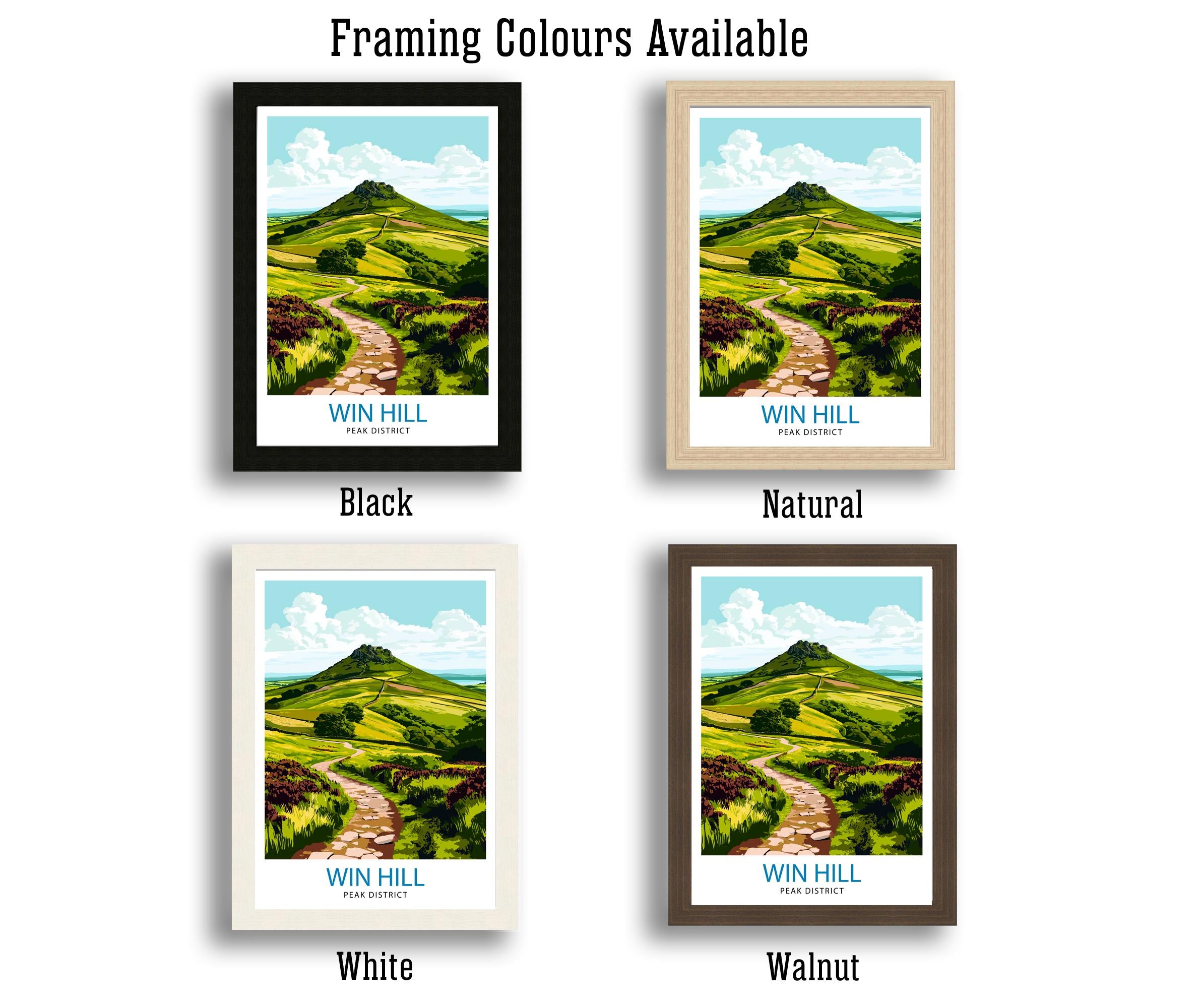 Win Hill Peak District Travel Poster Wall Decor Wall Art Win Hill Landscape Wall Hanging Home Décor Peak District Gift Art Lovers Scenic