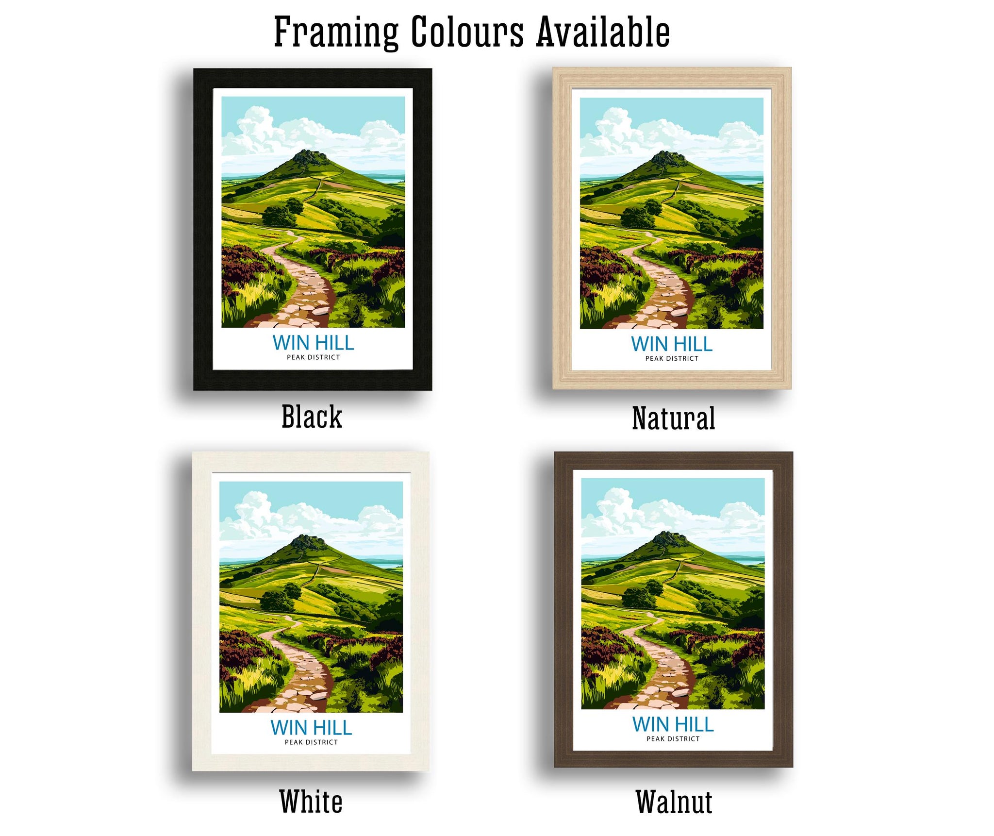 Win Hill Peak District Travel Poster Wall Decor Wall Art Win Hill Landscape Wall Hanging Home Décor Peak District Gift Art Lovers Scenic