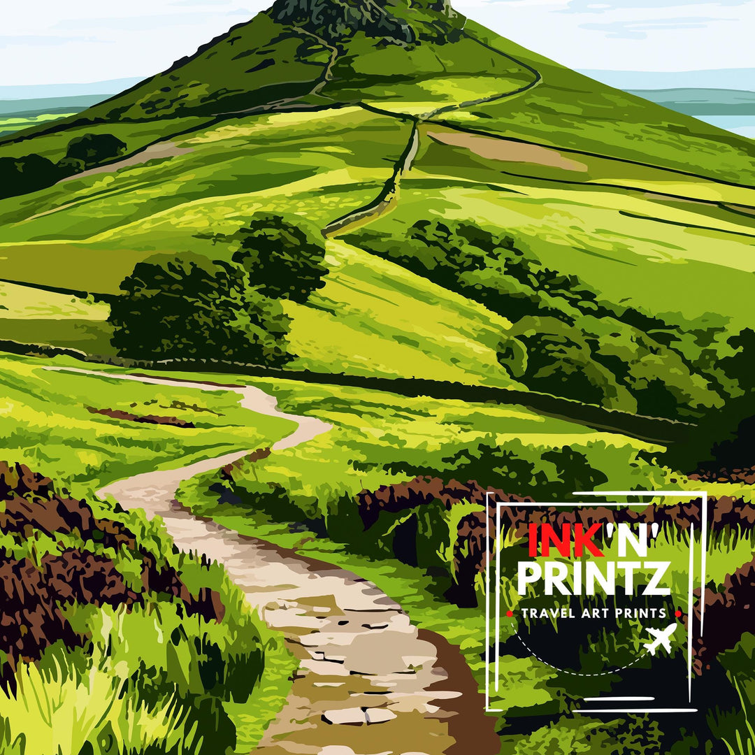 Win Hill Peak District Travel Poster Wall Decor Wall Art Win Hill Landscape Wall Hanging Home Décor Peak District Gift Art Lovers Scenic