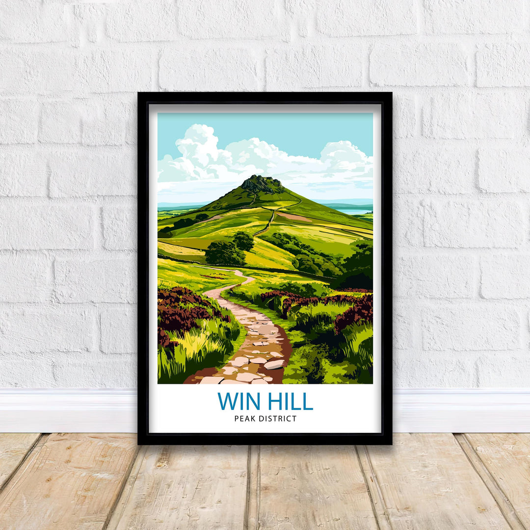 Win Hill Peak District Travel Poster Wall Decor Wall Art Win Hill Landscape Wall Hanging Home Décor Peak District Gift Art Lovers Scenic