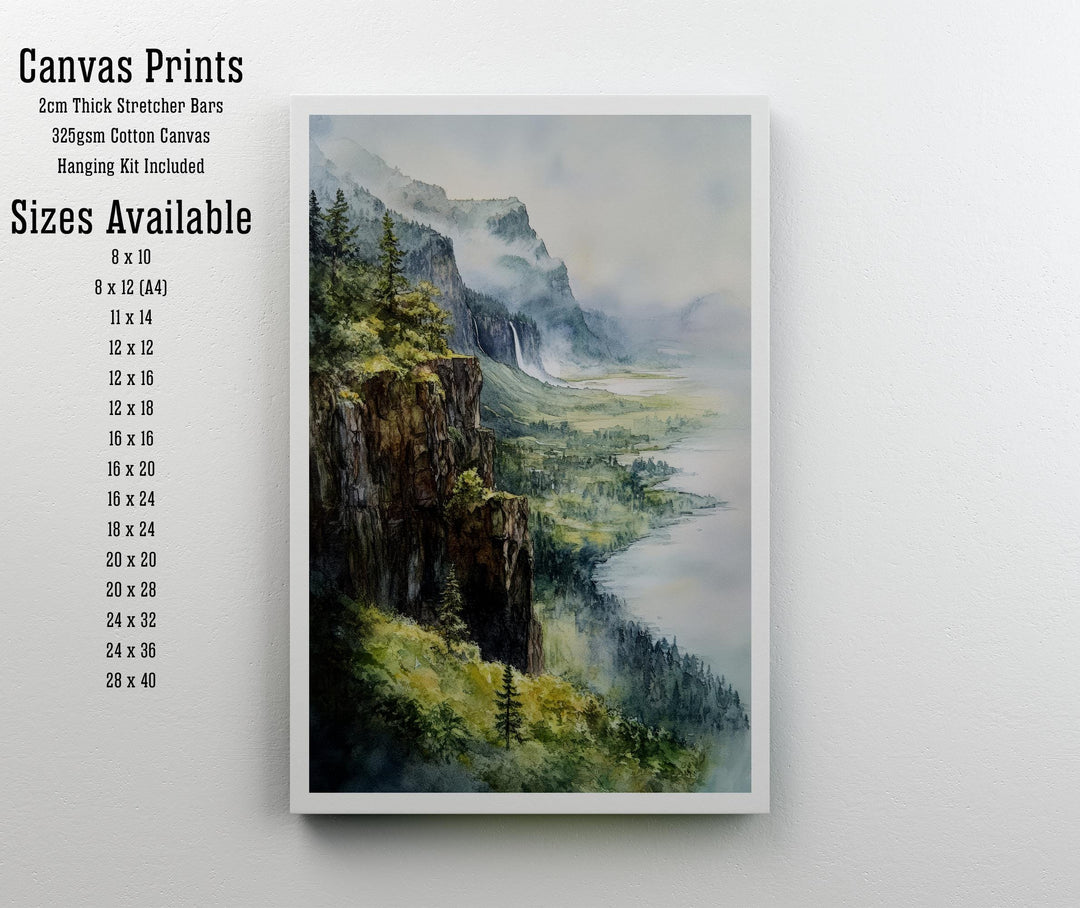 Columbia River Gorge Watercolor Travel Poster