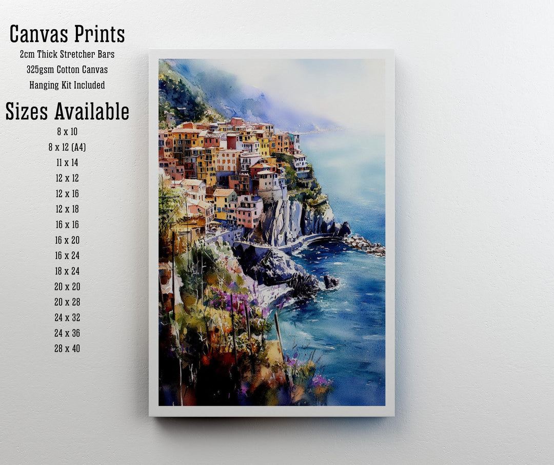 Cinque Terre Watercolor Travel Print Wall Decor Wall Art Cinque Terre Landscape Wall Hanging Home Décor Italian Coast Gift Art Lovers Scenic