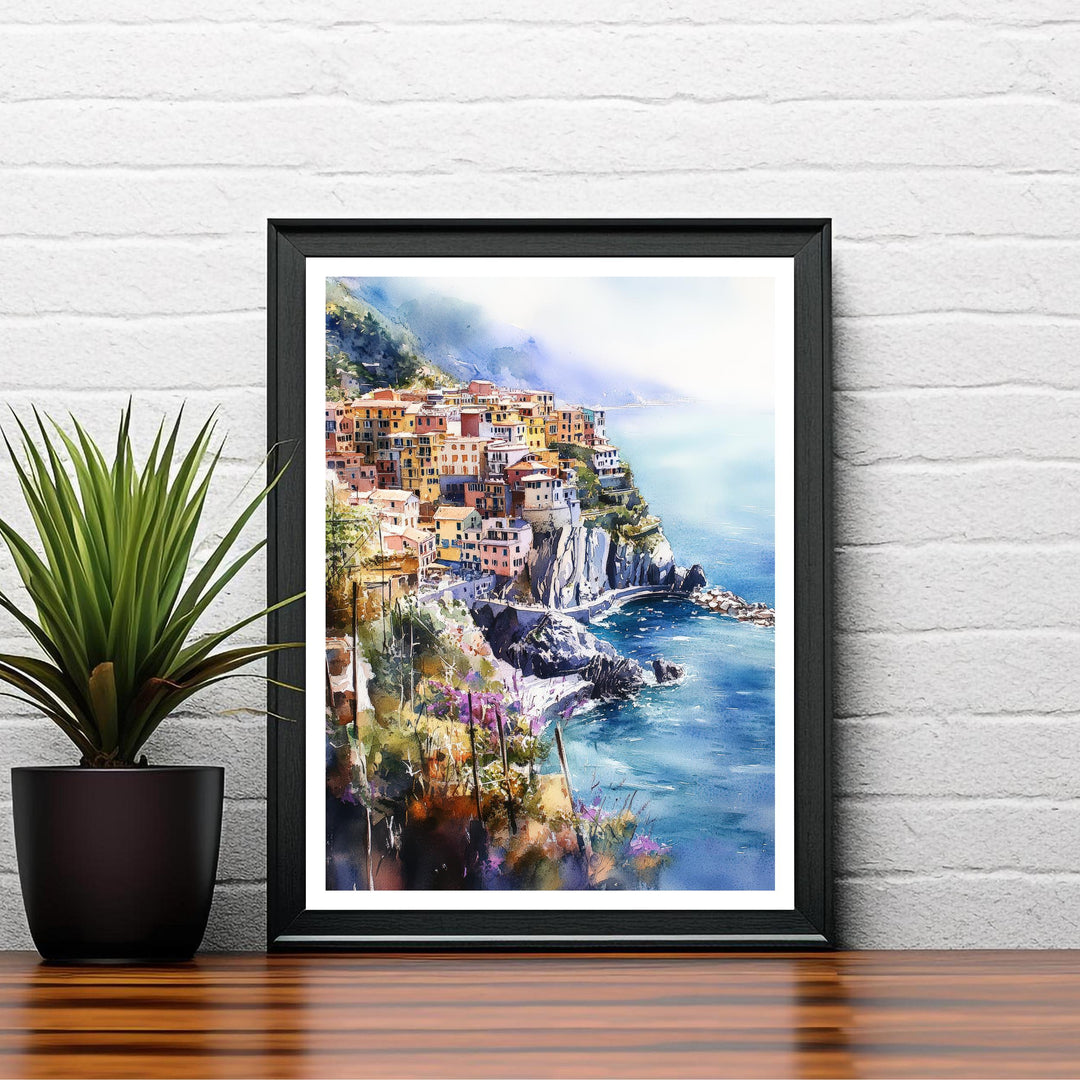 Cinque Terre Watercolor Travel Print Wall Decor Wall Art Cinque Terre Landscape Wall Hanging Home Décor Italian Coast Gift Art Lovers Scenic