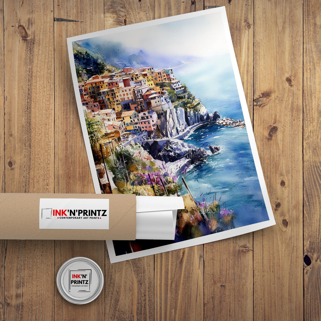 Cinque Terre Watercolor Travel Print Wall Decor Wall Art Cinque Terre Landscape Wall Hanging Home Décor Italian Coast Gift Art Lovers Scenic