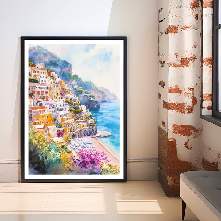 Positano Italy Watercolor Travel Poster