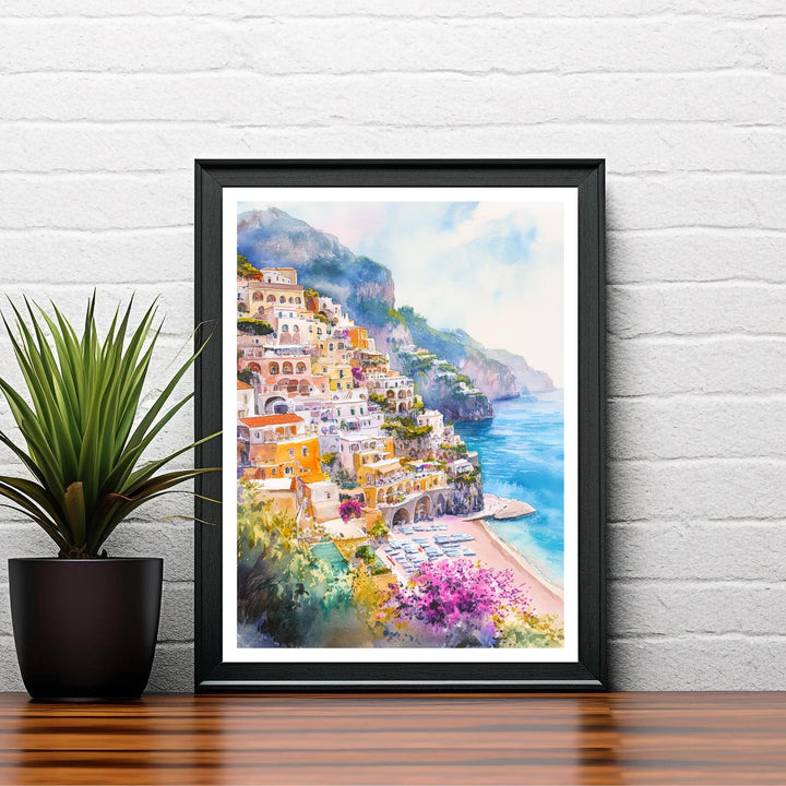 Positano Italy Watercolor Travel Poster