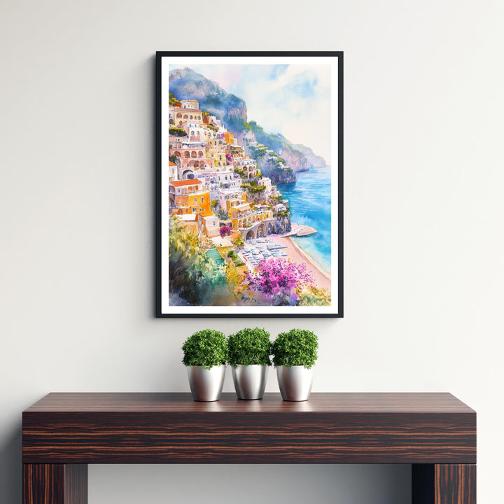 Positano Italy Watercolor Travel Print Wall Decor Wall Art Positano Landscape Wall Hanging Home Décor Italian Coast Gift Art Lovers Scenic