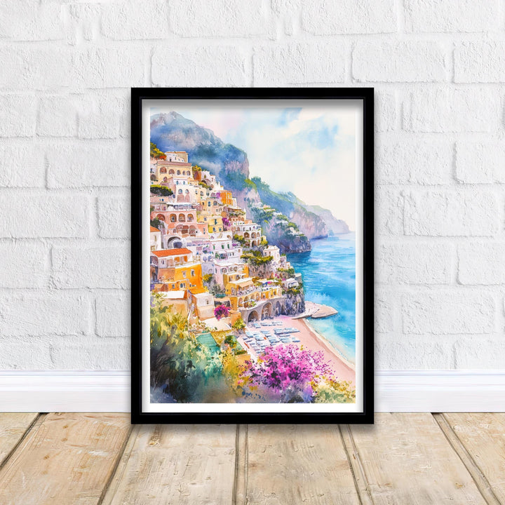 Positano Italy Watercolor Travel Poster