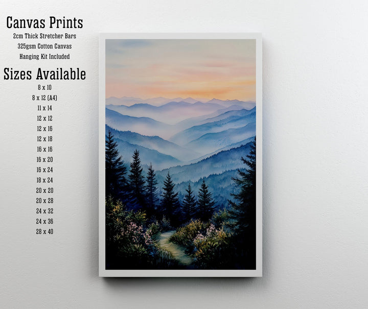 Smoky Mountains Watercolor Travel Print Wall Decor Wall Art Smoky Mountains Landscape Wall Hanging Home Décor Nature Gift Art Lovers Scenic