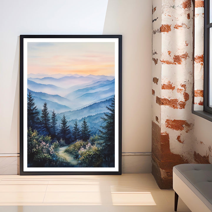 Smoky Mountains Watercolor Travel Poster