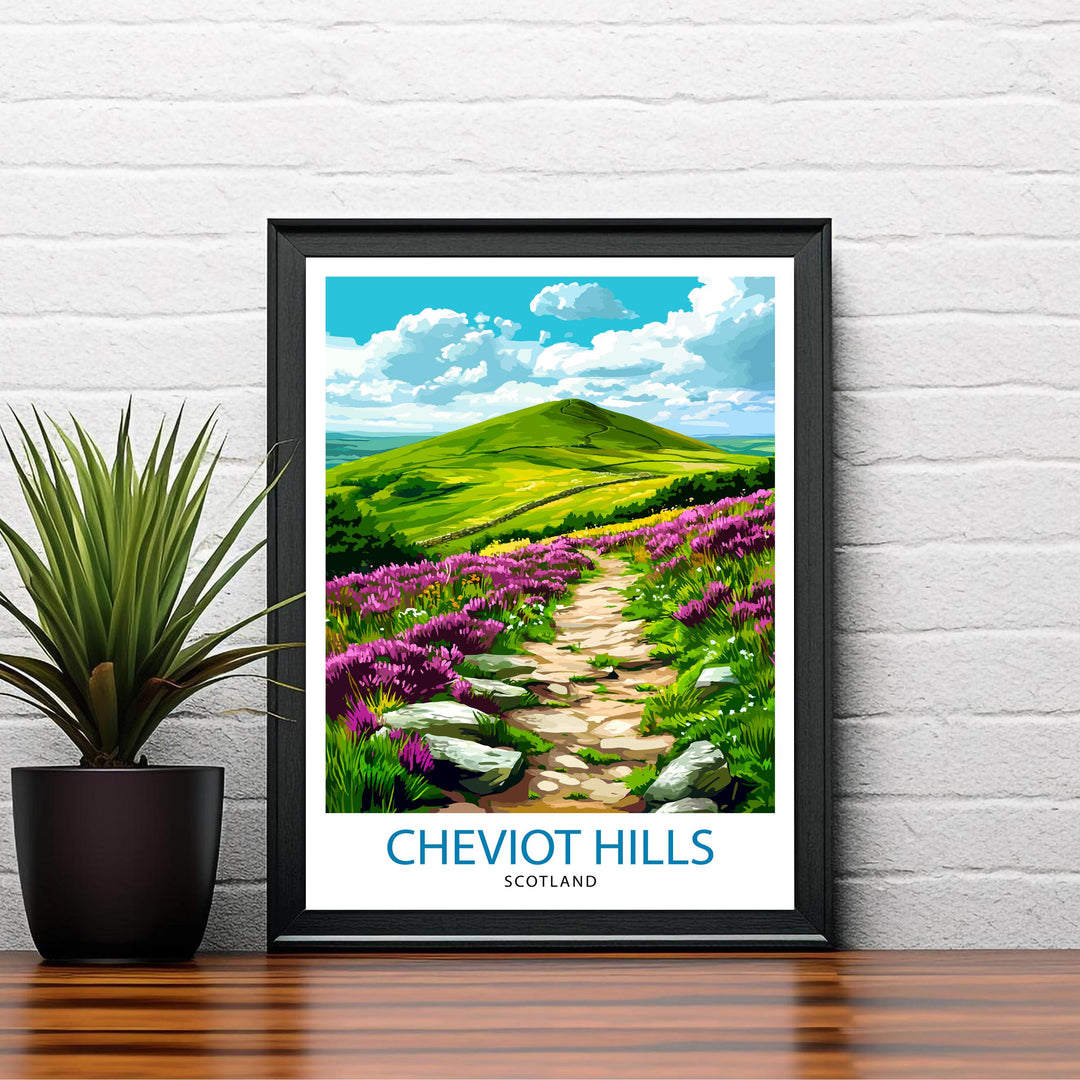 Cheviot Hills Northumberland Travel Poster